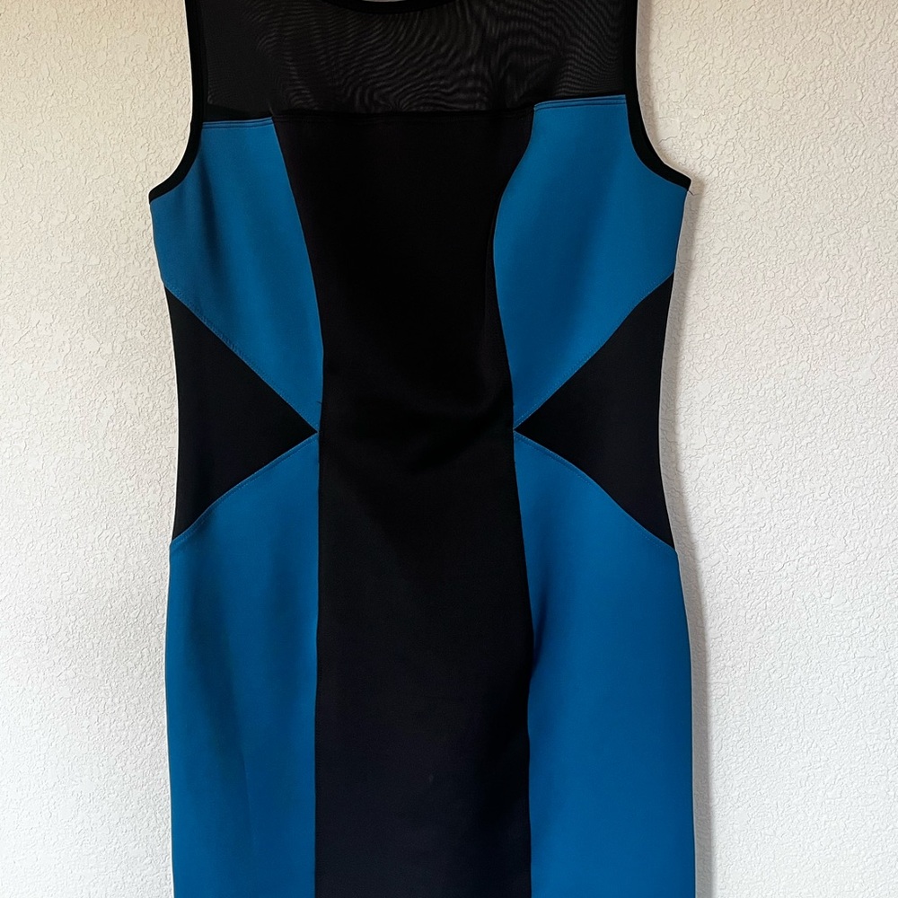 Enfocus Studio Blue and Black Mini Dress